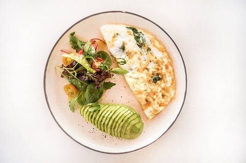 Egg whites omelette with avocado and spinach